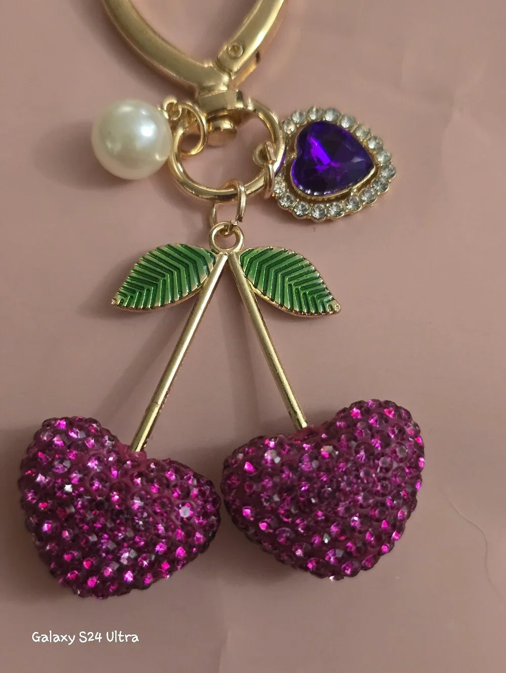 Cherry Heart Bag Charm/ Keychain NEW